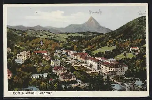 AK Rogaska slatina, Panorama mit Bergspitze im Hintergrund