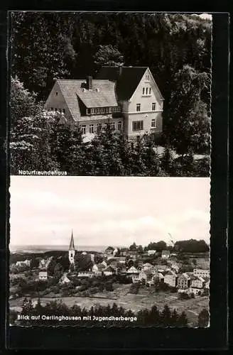 AK Oerlinghausen, Ortsansicht mit Jugendherberge, Bielefelder Naturfreundehaus am Tönsberg