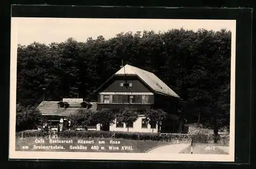 AK Wien, Dreimarkstein, Café und Restaurant Häuserl am Roan