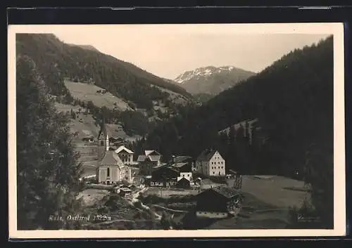 AK Kals, Gesamtansicht mit Blick auf die Kirche, Berge