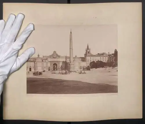 Fotografie James Anderson, Ansicht Rom, S. Maria del Popolo am Piazza del Popolo mit Porta Flaminia