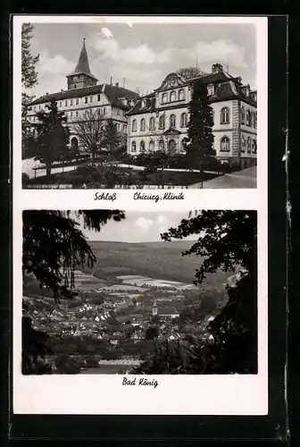 AK Bad König, Schloss und Chirurgische Klinik, Gesamtansicht vom Berg aus