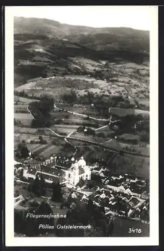 AK Pöllau /Oststeiermark, Fliegeraufnahme von Ort und Kirche