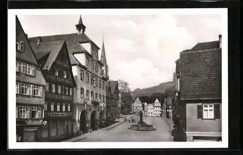 AK Calw, Marktplatz und Rathaus, Geschäft Friedrich Daur