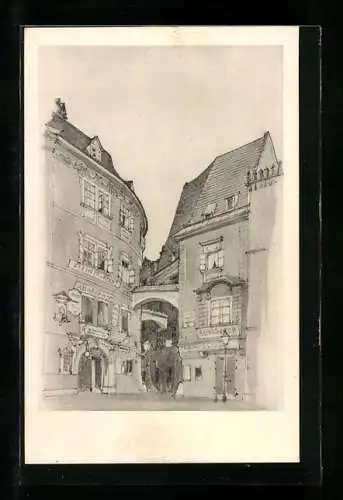 Künstler-AK Wien, Akademie der bild. Künste, Architekten-Vereinigung Wiener Bauhütte, Fleischmarkt-Griechengasse