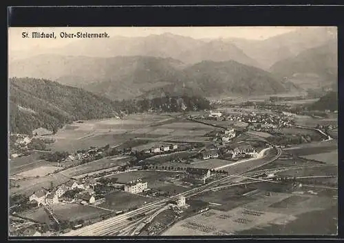 AK St. Michael /Ober-Steiermark, Panorama vom Berg aus