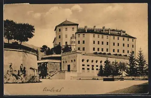 AK Innsbruck, Strassenpartie am Schloss Ambras