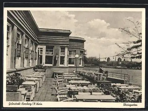 AK Homberg /Niederrhein, Gasthaus Rheingarten, Terrasse