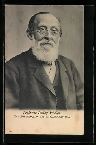 AK Portrait von Professor Rudolf Virchow zum 80. Geburtstag