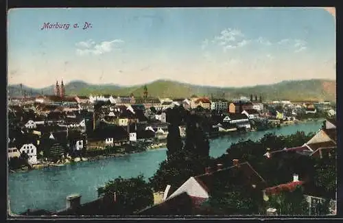 AK Marburg a. Dr., Ortsansicht mit Fluss