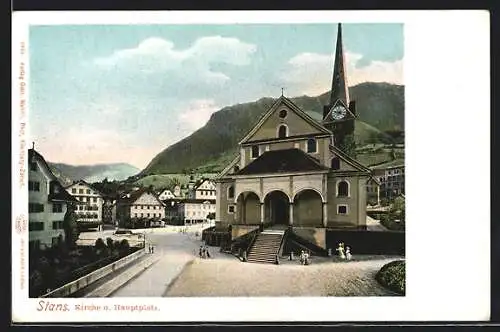 AK Stans, Ortsansicht mit Kirche und Hauptplatz