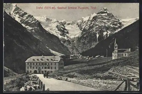 AK Trafoi, Gasthof Schöne Aussicht und Kirche