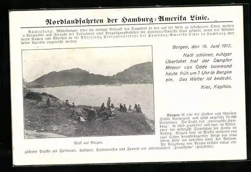 AK Reklame für Nordlandfahrten der Hamburg-Amerika-Linie, Blick auf Bergen, Tourismus