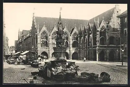 AK Braunschweig, Altstadt-Rathaus mit Brunnen