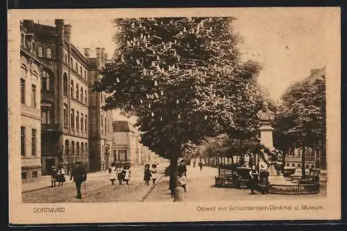 AK Dortmund, Ostwall mit Schüchtermann-Denkmal und Museum