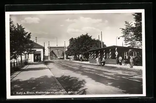 AK Kehl, Rheinbrücke mit deutschem Zollamt, Grenze