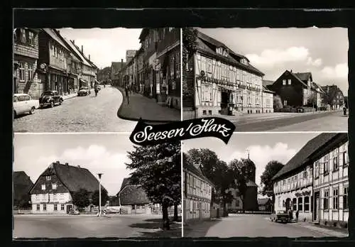 AK Seesen /Harz, Strassenpartien mit Gaststätte-Hotel zum alten Fritz K, Smieszeck unde Hotel Wilhelmsbad