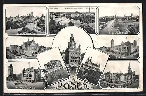 AK Posen-Poznan, Kgl. Akademie, Dom, Alter Markt u. Rathaus