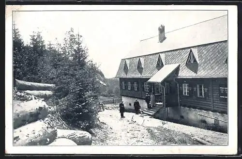 AK Schwarzenberg am Böhmerwald, Nordansicht vom Touristenhaus Holzschlag