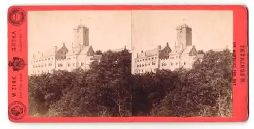 Stereo-Fotografie W. Zink, Gotha, Ansicht Eisenach, Blick nach der Wartburg von Osten