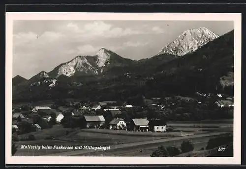 AK Finkenstein am Faaker See, Mallestig, Ortsansicht mit Mittagskogel