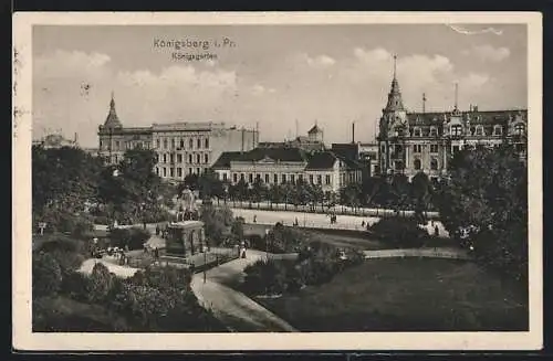 AK Königsberg i. Pr., Königsgarten mit Denkmal