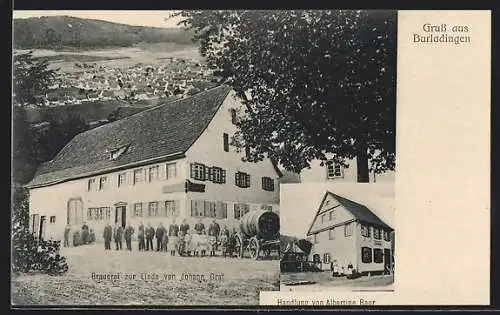 AK Burladingen, Brauerei zur Linde von Johann Graf, Handlung von Albertine Baur