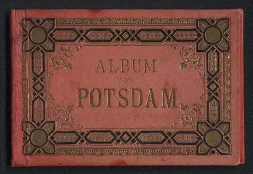 Leporello-Album Potsdam mit 12 Lithographie-Ansichten, Schloss Babelsberg, Sanssouci, Windmühle, Orangerie, Mausoleum