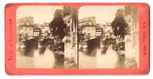 Stereo-Fotografie Adolphe Block, Paris, Ansicht Strasbourg, bei den Mühlen