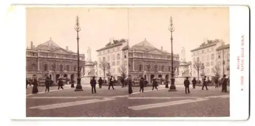 Stereo-Fotografie Alois Beer, Klagenfurt, Ansicht Milano, Teatro Della Scala, Mailänder Skala