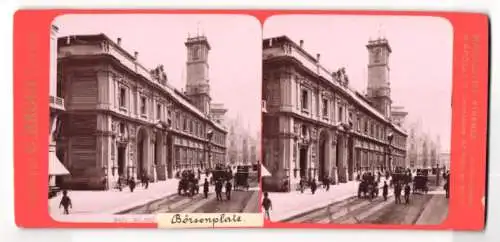 Stereo-Fotografie G. Brogi, Firenze, Ansicht Milano, Strassenpartie am Börsenplatz