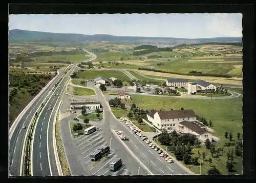 AK Montabaur, Autobahn-Rasthaus Montabaur aus der Vogelschau