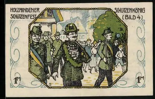 Notgeld Holzminden 1922, 1 Mark, Schützenkönig beim Schützenfest