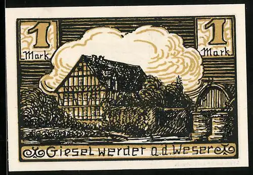 Notgeld Hofgeismar, 1 Mark, Gieselwerder a. d. Weser