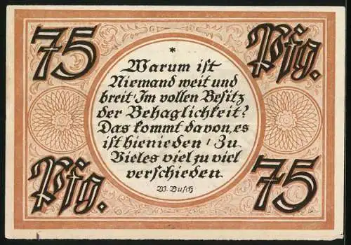 Notgeld Stolzenau /Weser 1921, 75 Pfennig, Das Kloster Loccum