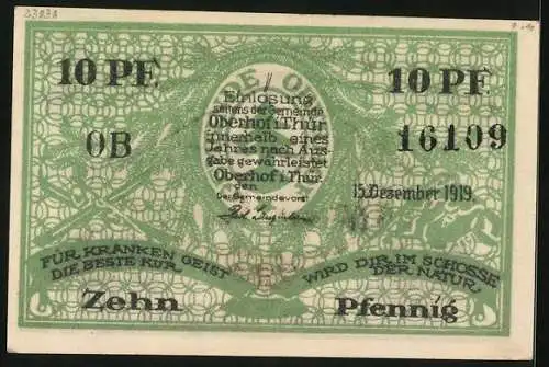 Notgeld Oberhof i. Thür. 1919, 10 Pfennig, Partie am Rennsteig