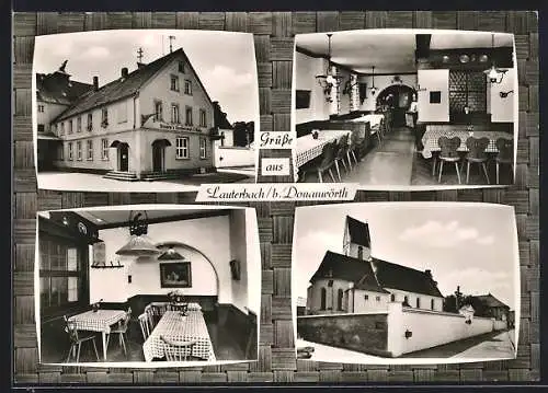 AK Lauterbach b. Donauwörth, Gasthaus Braustübl, Kirche