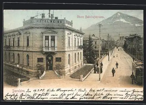 AK Dornbirn, Hotel Weiss an der Oberen Bahnhofstrasse