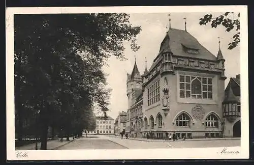 AK Celle, Strassenpartie mit Museum