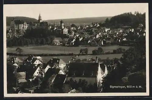 AK Sigmaringen, Teilansicht mit Kirche