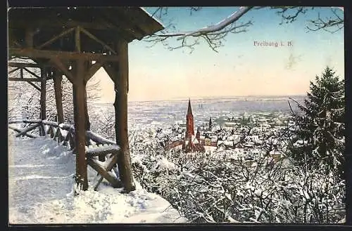 AK Freiburg i. B., Ortsansicht im Winter