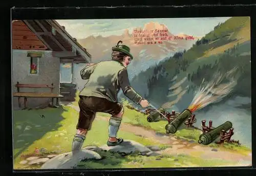 AK Tirolischer Senner zündet Kanonen