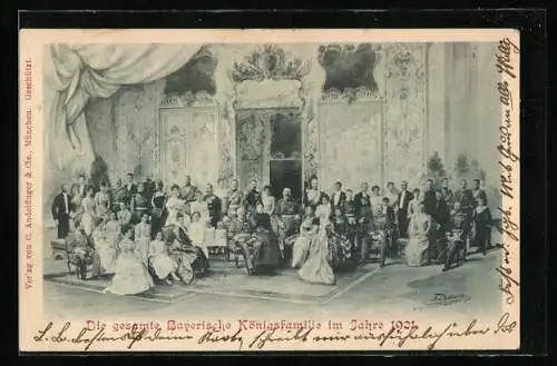 AK die gesamte bayerische Königsfamilie im Jahr 1901