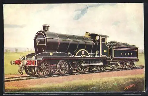 Künstler-AK TC 42-Hull & Barnsley Railway, 4-4-0 Type engine no. 38