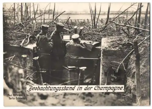 Riesen-AK Champagne, Beobachtungsstand mit Scherenteleskop in einem Schützengraben an der Westfront