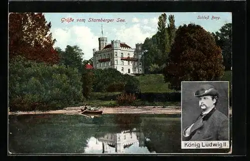 AK Portrait Ludwig II., Schloss Berg am Starnberger See