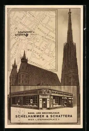 AK Wien, Bank- und Wechselhaus Schelhammer & Schattera, Stephansplatz 11, Position auf der Stadtkarte