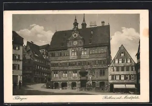 AK Tübingen, Rathaus mit Marktplatz