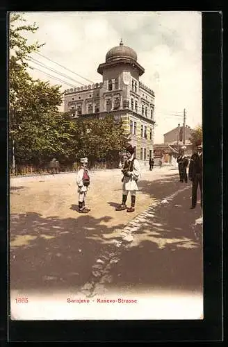 AK Sarajevo, Anohner in Tracht auf der Kasevo-Strasse