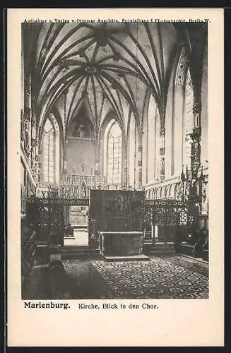 AK Marienburg / Malbork, Kirche, Blick in den Chor